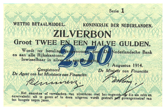 2 1/2 gulden 1914 Zilverbon 9-1a