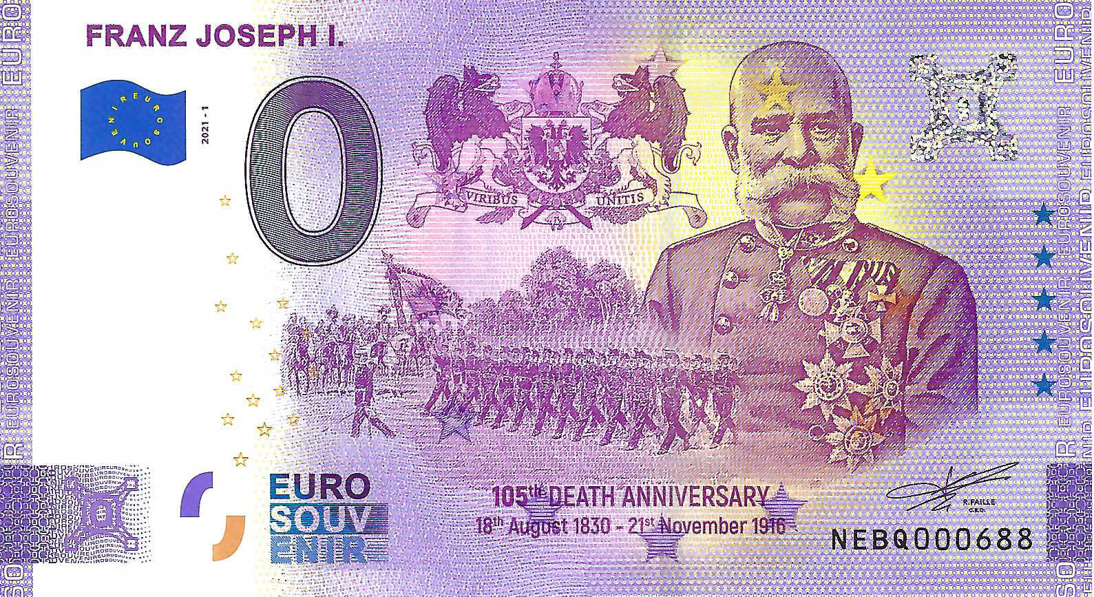 0 Euro biljet Oostenrijk 2021 - Franz Joseph I