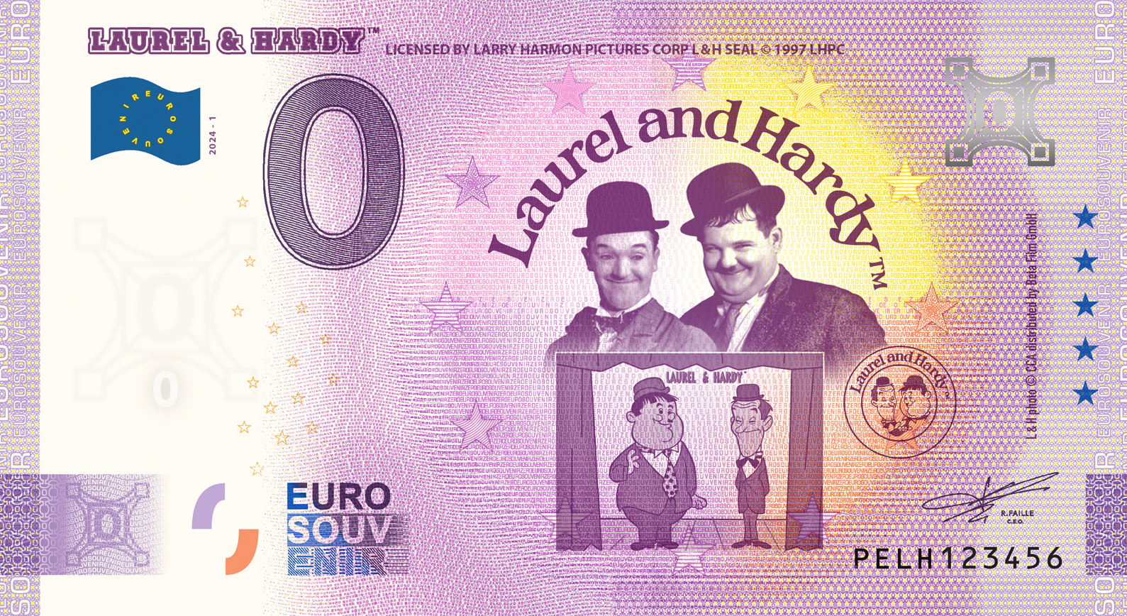 0 Euro biljet Nederland 2024 Laurel & Hardy - Theatre