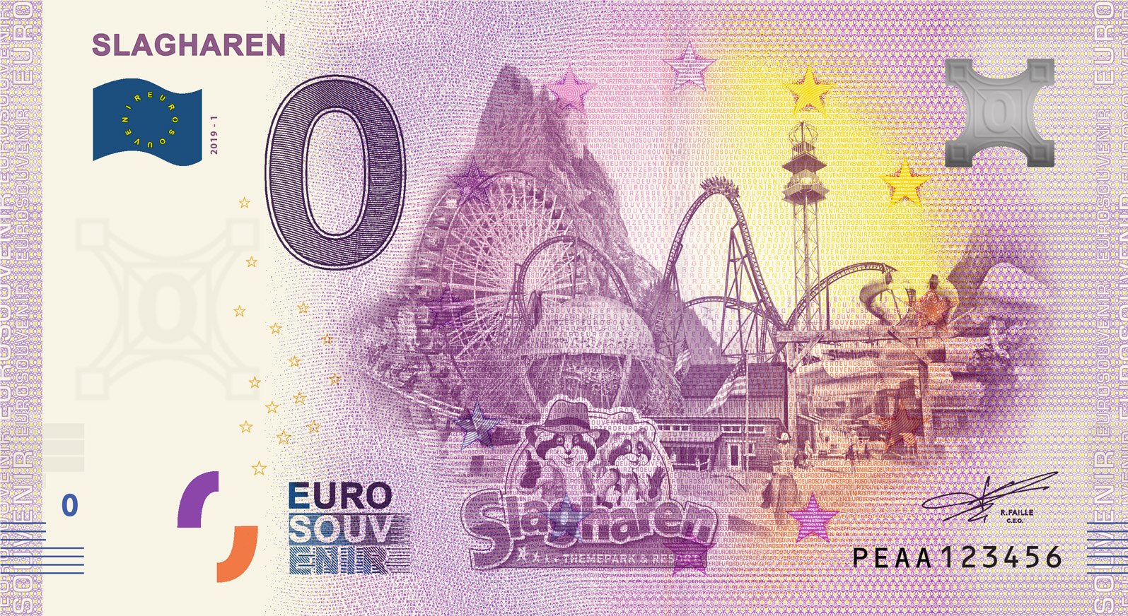 0 Euro biljet Nederland 2019 - Slagharen