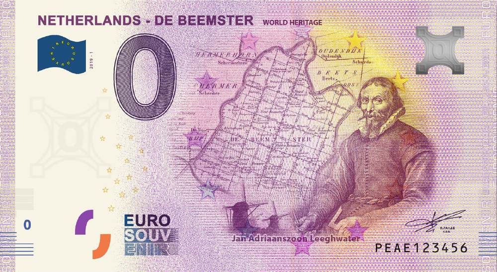 0 Euro biljet Nederland 2019 - De Beemster