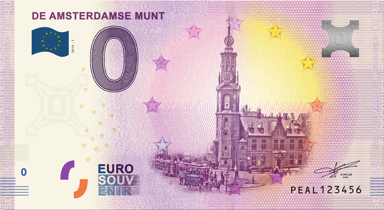 0 Euro biljet Nederland 2019 - De Amsterdamse Munt LIMITED EDITION FIP#13