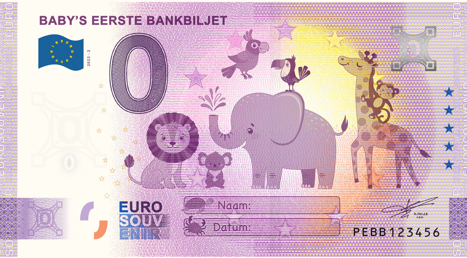 0 Euro biljet Nederland 2022 - Baby's eerste bankbiljet