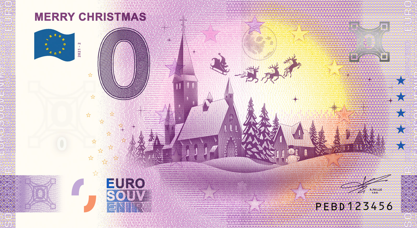 0 Euro biljet Nederland 2021 - Merry Christmas