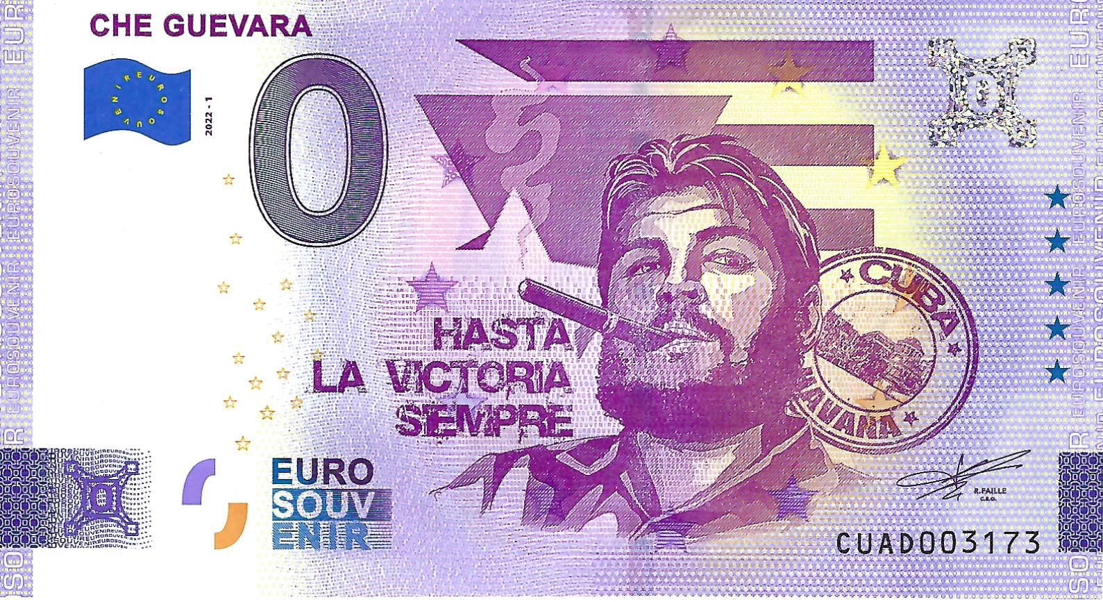 0 Euro biljet Cuba 2022 - Che Guevara