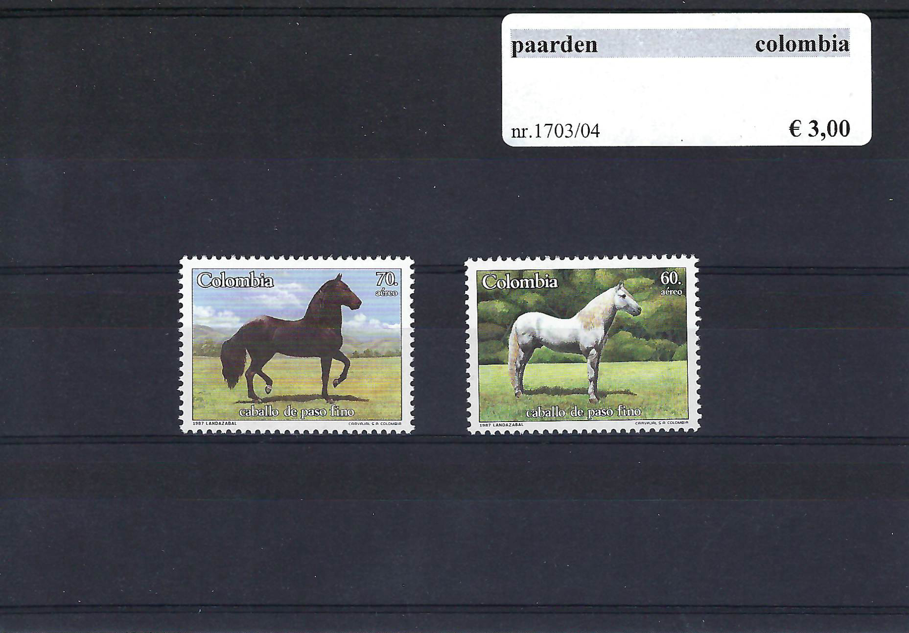Themazegels Paarden Colombia nr. 1703/1704