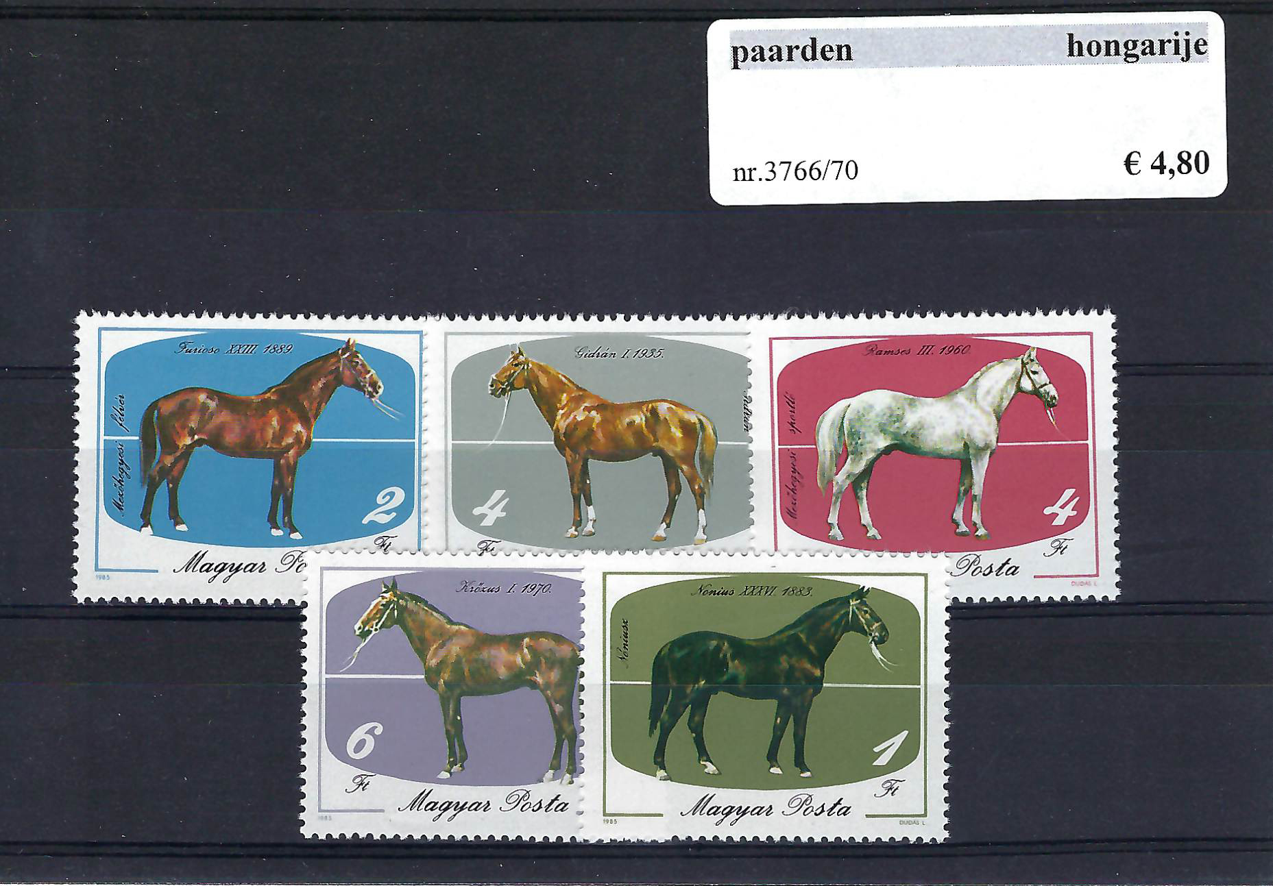 Themazegels Paarden Hongarije nr. 3766/3770