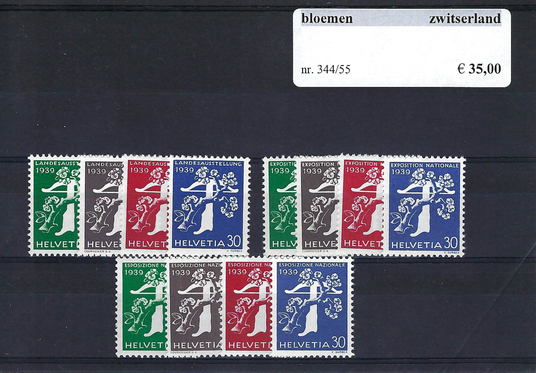 Themazegels Bloemen Zwitserland nr. 344/355