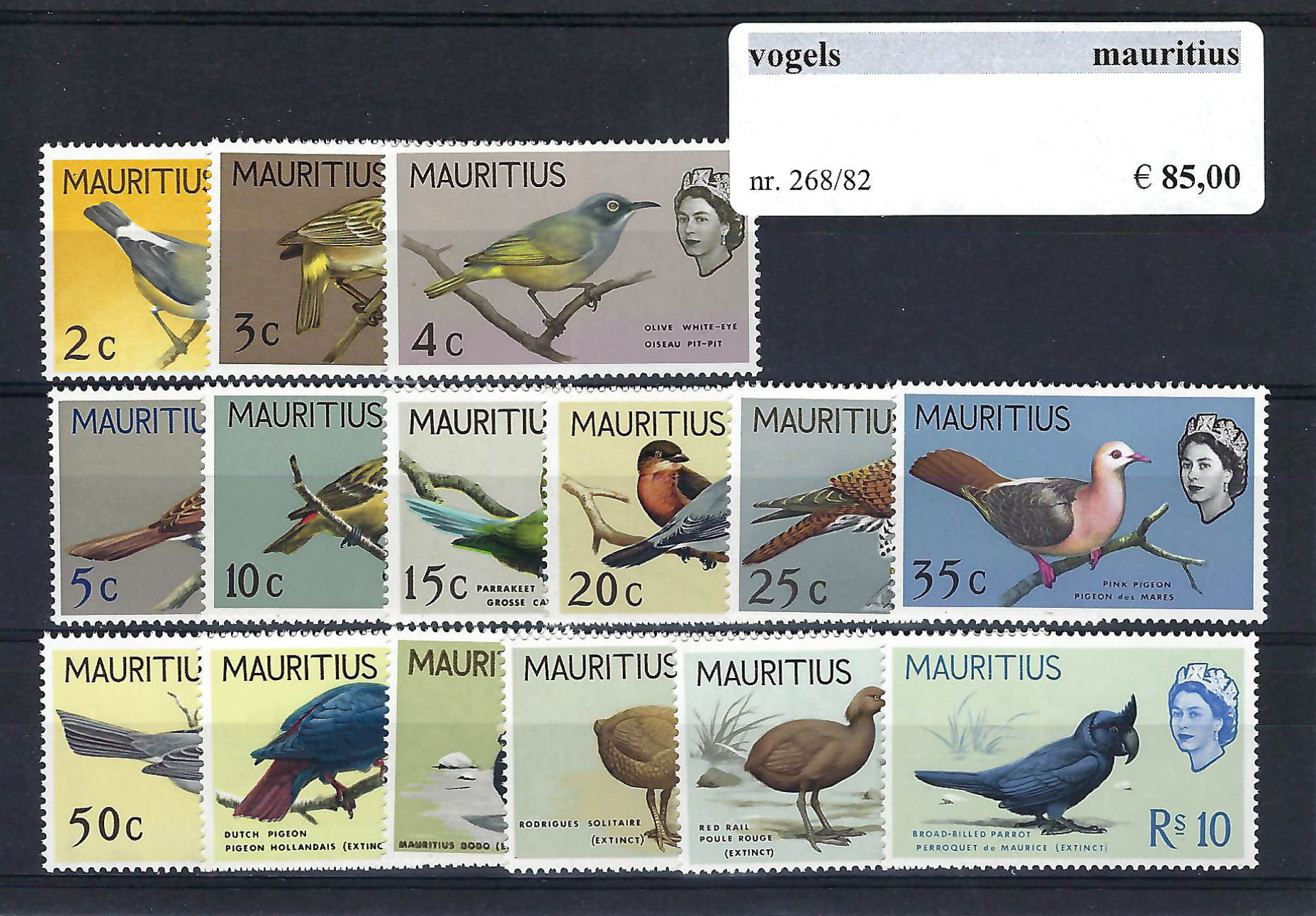 Themazegels Vogels Mauritius nr. 268/282