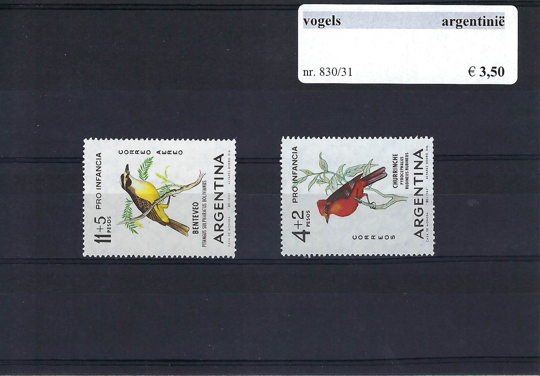 Themazegels Vogels Argentinië nr. 830/831