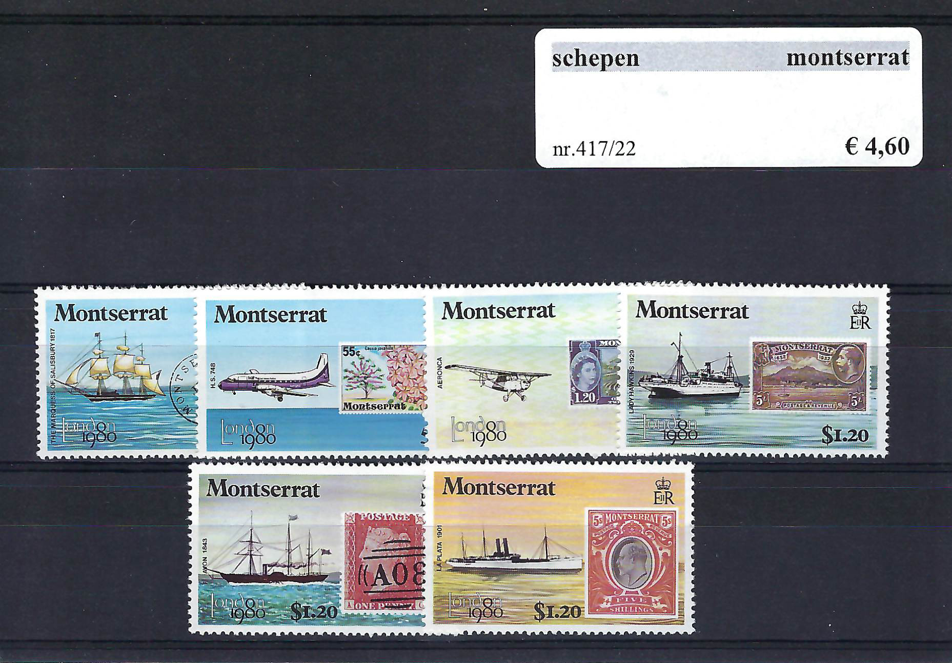 Themazegels Schepen Montserrat nr. 417/422