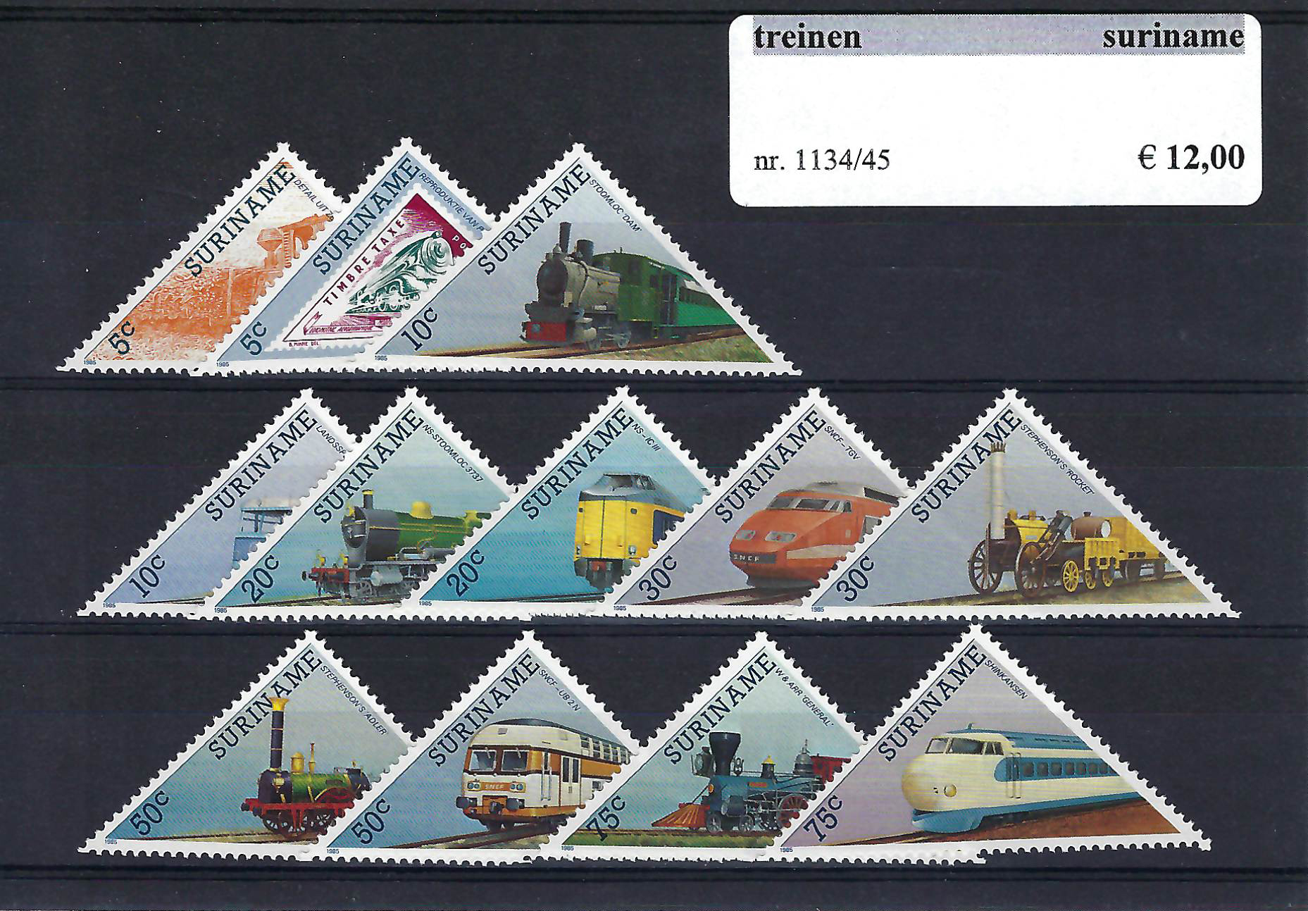 Themazegels Treinen Suriname nr. 1134/1145