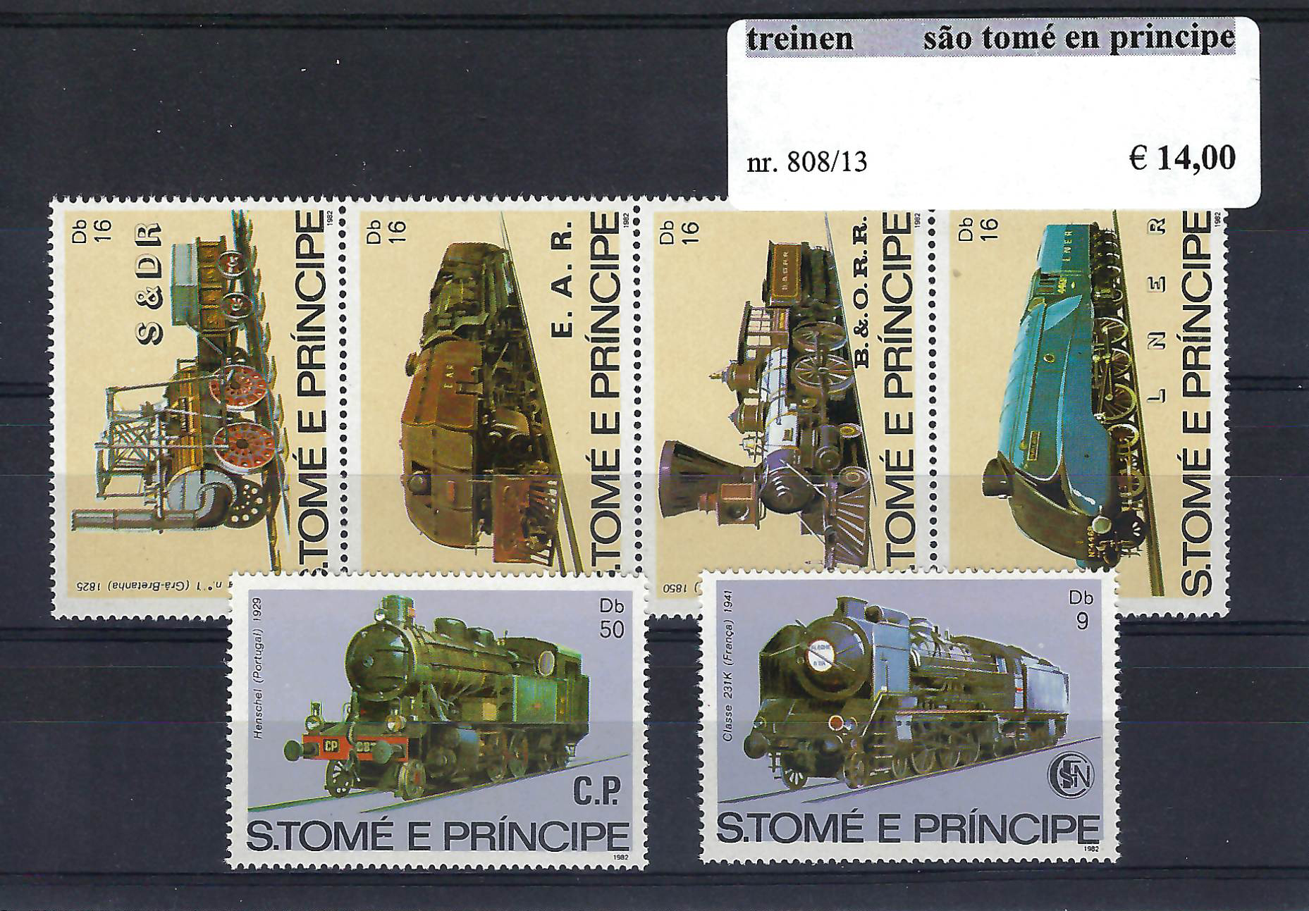 Themazegels Treinen São Tomé en Principe nr. 808/813