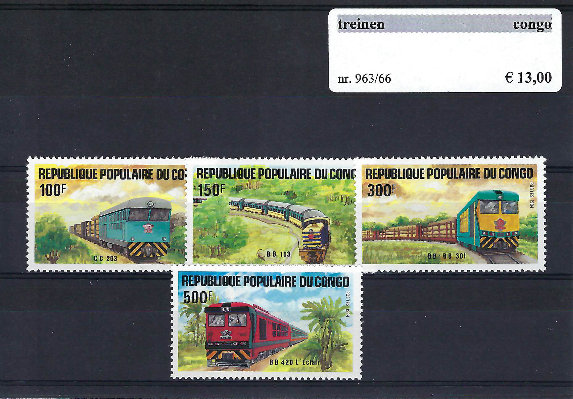 Themazegels Treinen Congo nr. 963/966