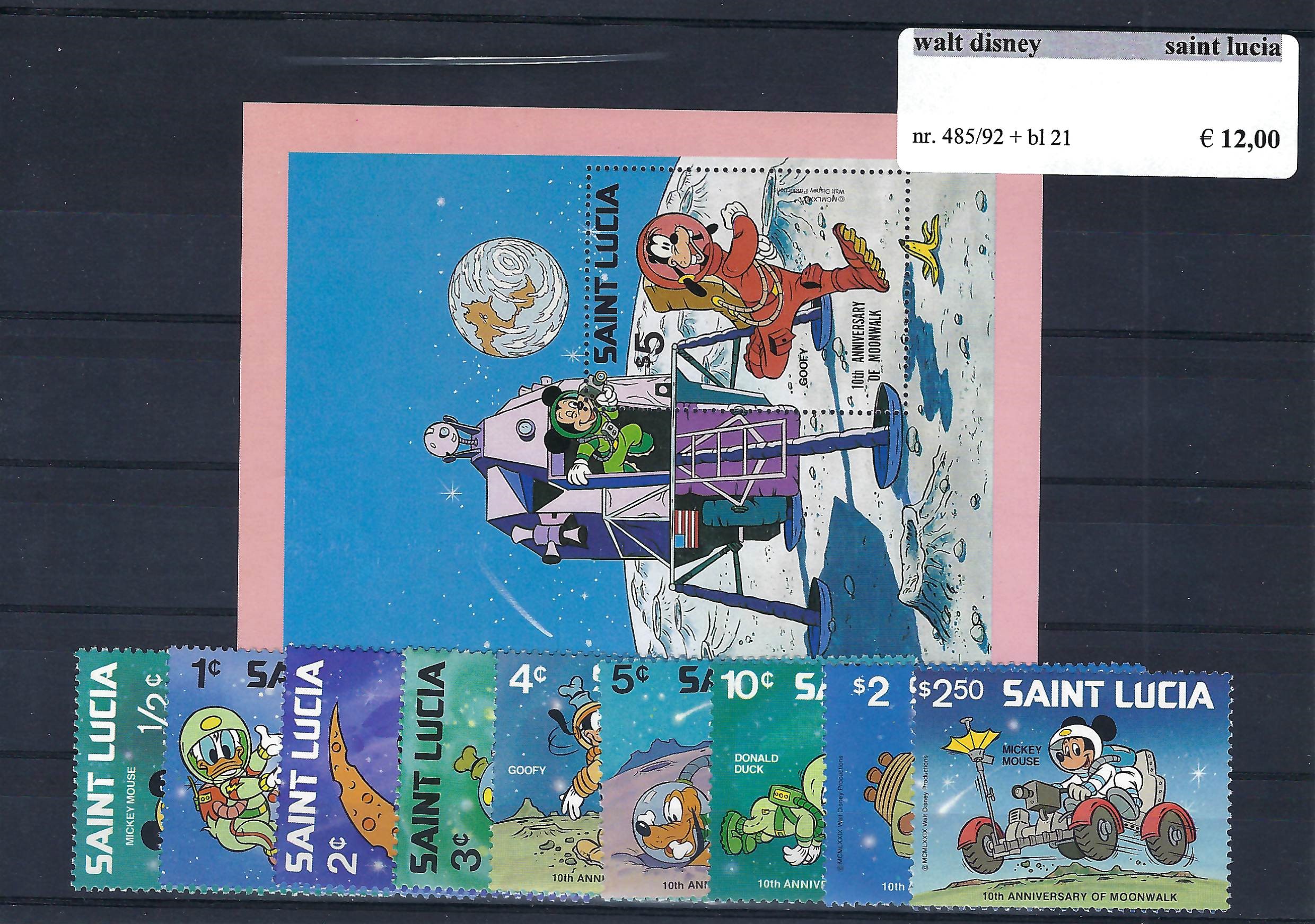 Themazegels Walt Disney Saint Lucia nr. 485/492 + bl. 21