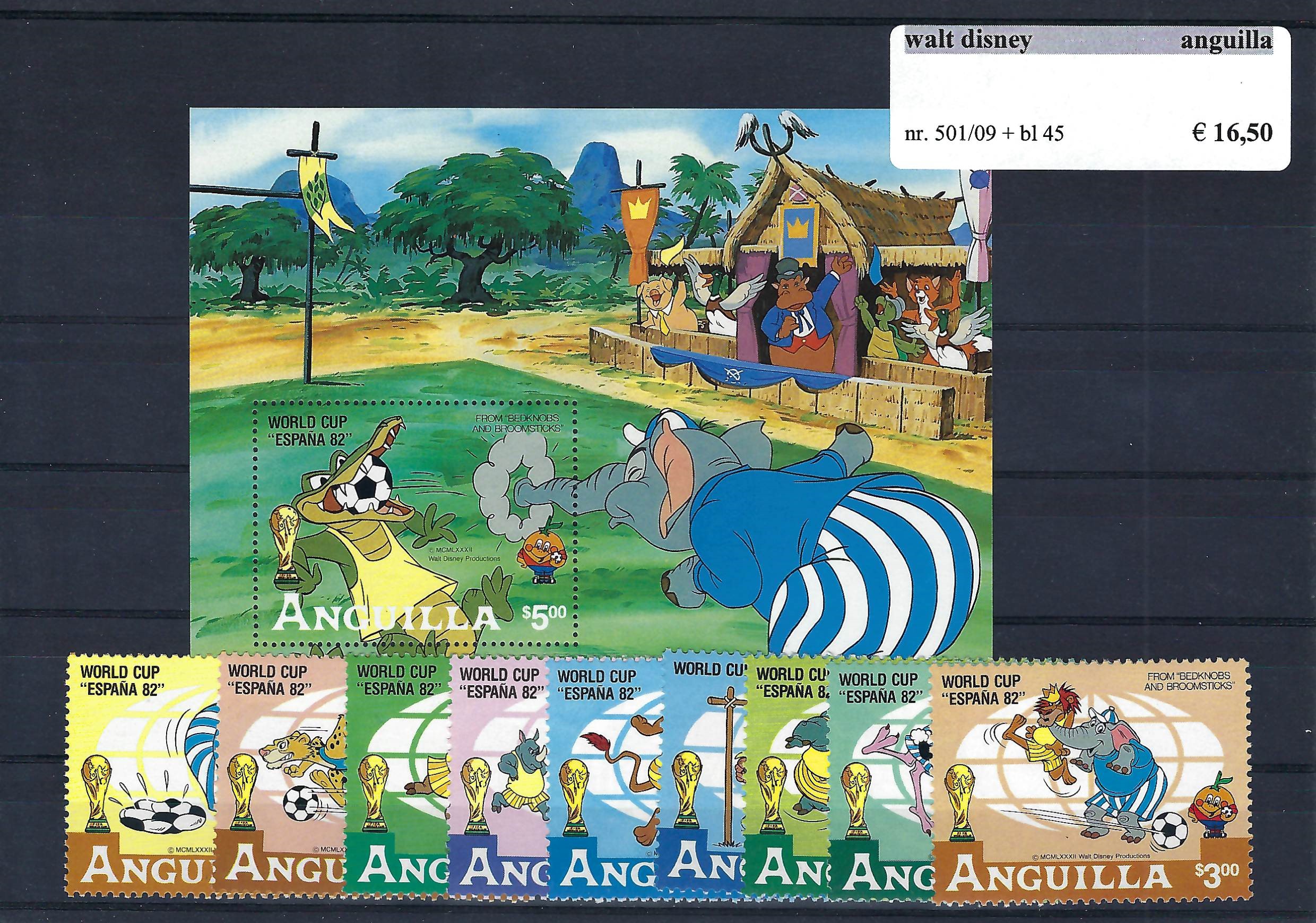 Themazegels Walt Disney Anguilla nr. 501/509 + bl. 45