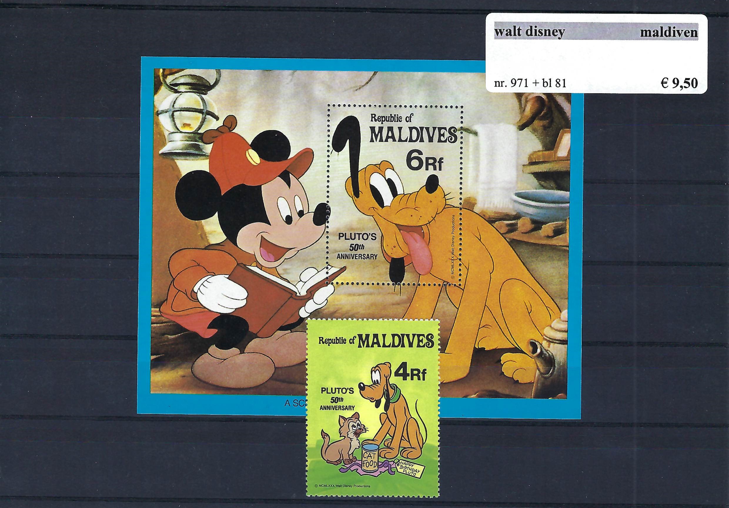 Themazegels Walt Disney Malediven nr. 971 + bl. 81
