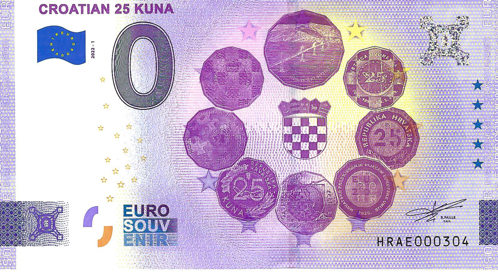 0 Euro biljet Kroatië 2022 - Croatian 25 Kuna