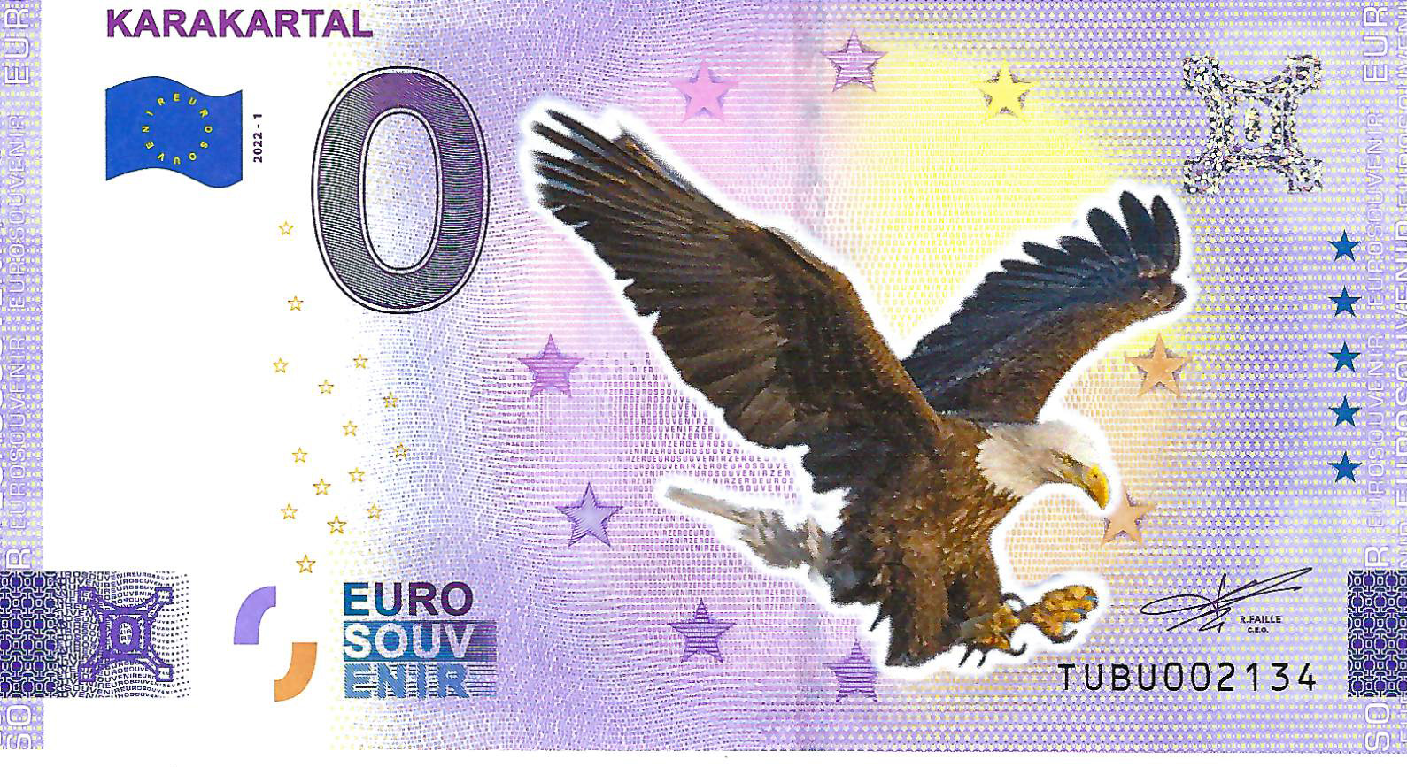 0 Euro biljet Turkije 2022 - Karakartal KLEUR