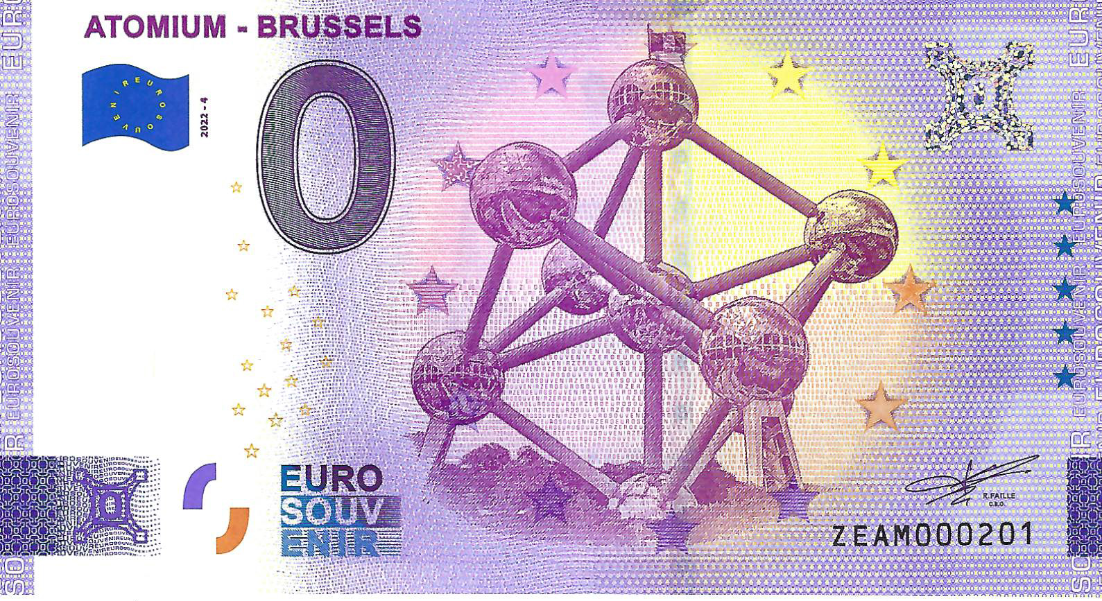 0 Euro biljet België 2022 - Atomium Brussels