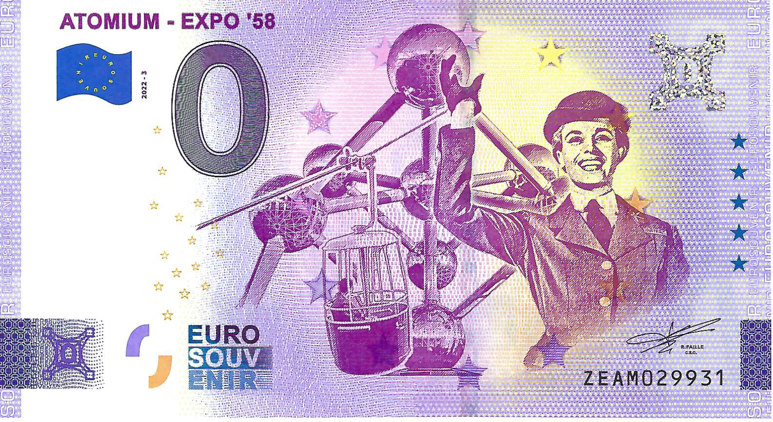 0 Euro biljet België 2022 - Atomium Expo '58