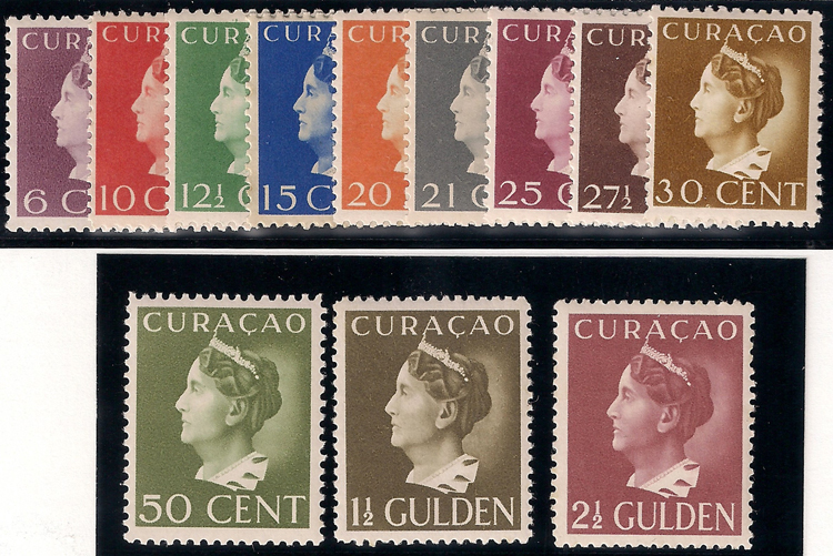 Curaçao NVPH nr. 141/152 Koningin Wilhelmina 1941-1942 postfris