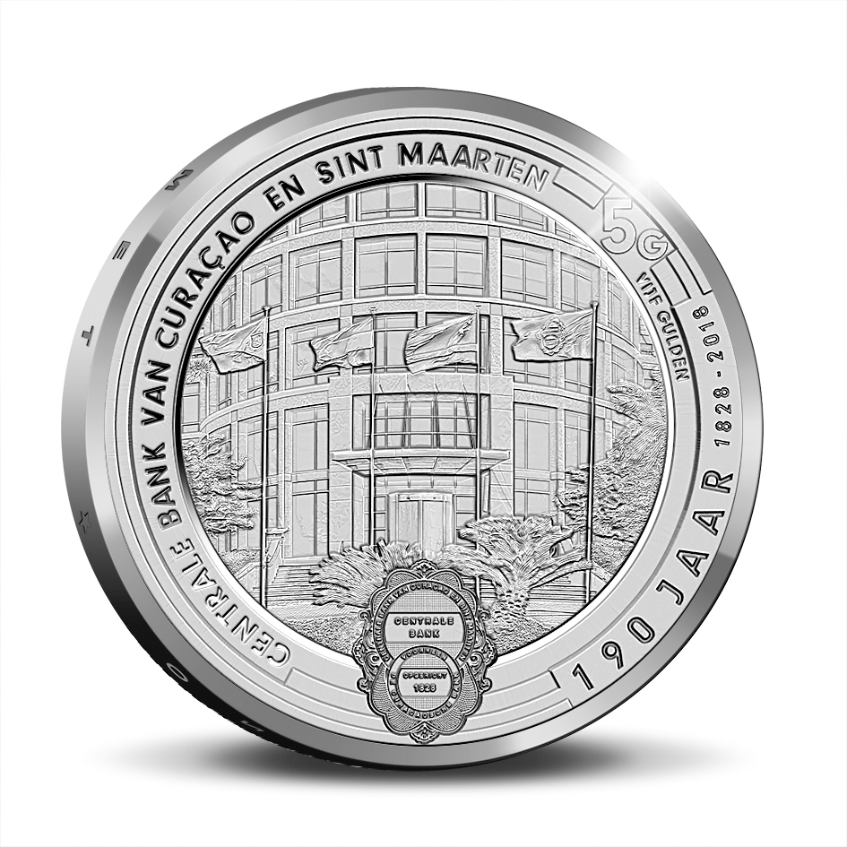 5 Gulden 2018 190 jaar Centrale bank Nederlandse Antillen Proof