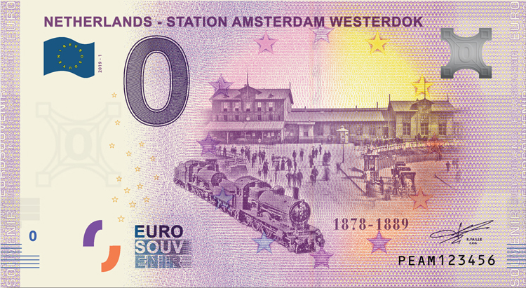 0 Euro biljet Nederland 2019 - Station Amsterdam Westerdok LIMITED EDITION FIP#12