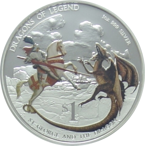 Tuvalu St. George and the Dragon (Dragons of Legend) 2012 1 ounce silver