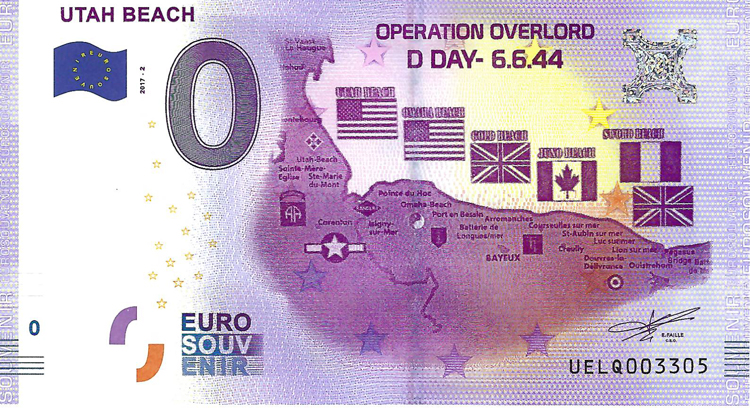 0 Euro biljet Frankrijk 2017 - Utah Beach Operation Overlord