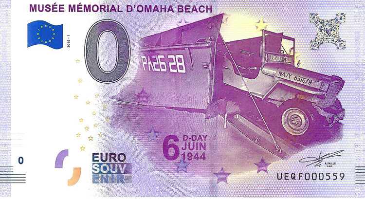 0 Euro biljet Frankrijk 2018 - Musee Memorial d'Omaha Beach