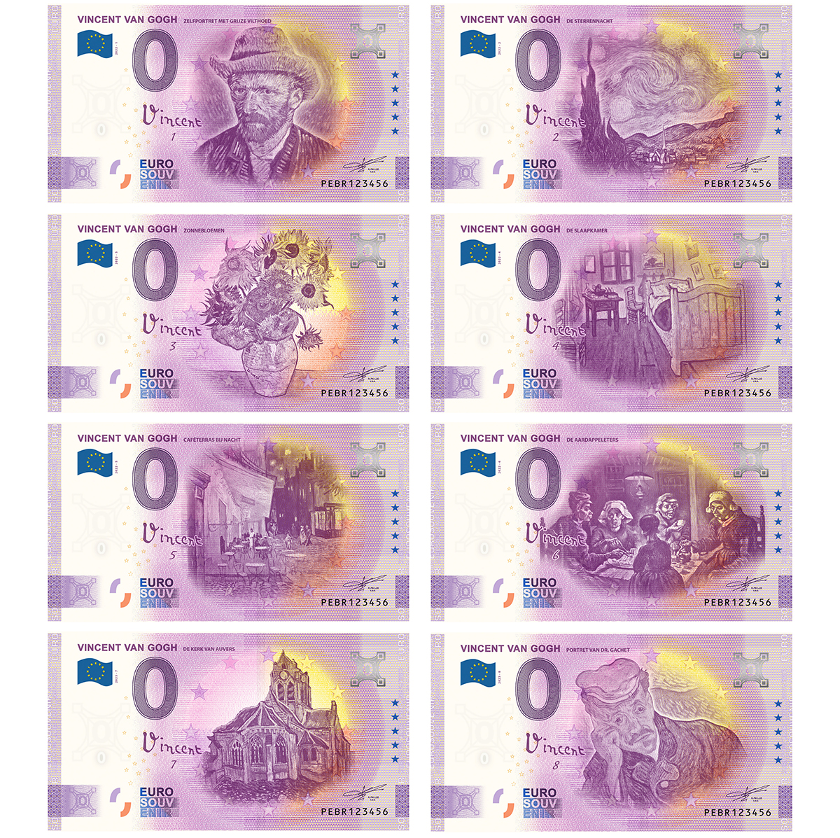 0 Euro biljetten Nederland - Vincent van Gogh collectie 1/8