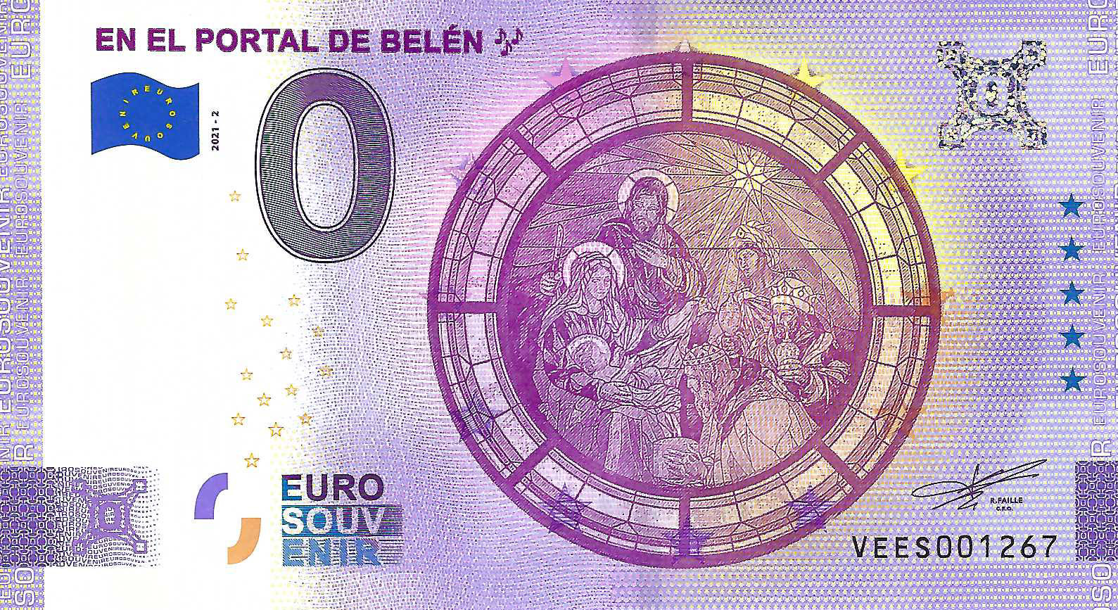 0 Euro biljet Spanje 2021 - En el Portal de Belen