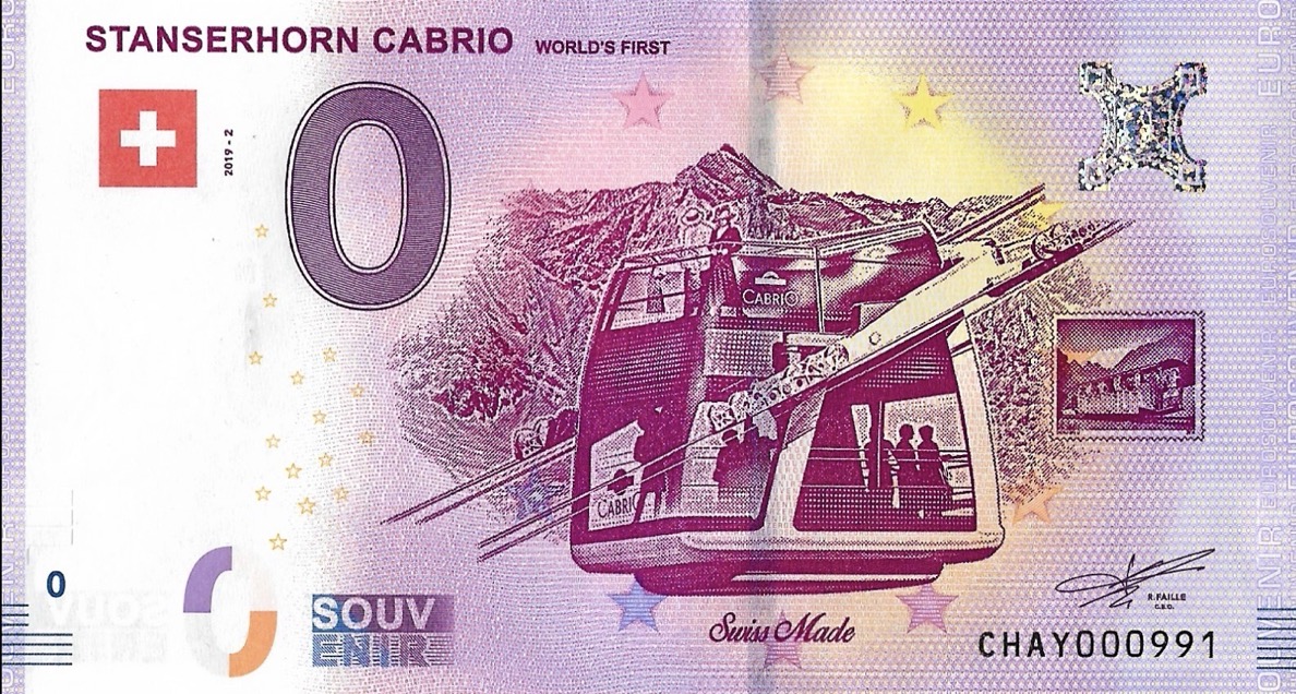 0 Euro biljet 2019 Zwitserland 2019 - Stanserhorn Cabrio