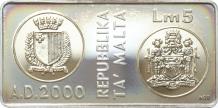 Malta 5 Liri 2000 Millenium silver Proof