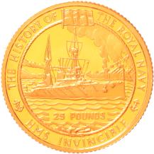 Alderney 25 Pounds 2004 HMS Invincible proof
