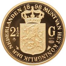 Replica 2 1/2 Gulden 1898 in Verguld Zilver