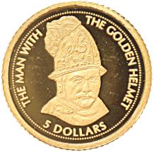 Cook Islands 5 Dollar gold 2009 Man with helmet proof