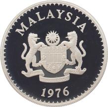 Malaysia 25 Ringgit Hornbill 1976 silver Proof