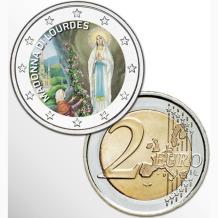 2 Euro munt kleur Madonna di Lourdes