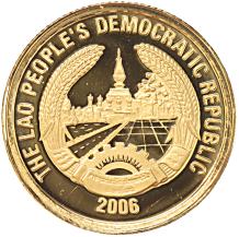 Laos 10000 Kip gold 2006 Mazu proof