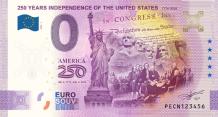 0 Euro biljet Nederland 2026 - 250 Years Independence of the Unites States 1776-2026 gold label