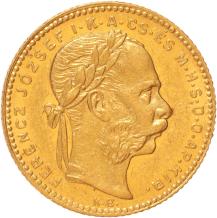 Hungary 8 forint 20 francs 1880