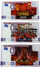 0 Euro biljet Spanje 2026 -set van 3 biljetten Winnaar Spanje