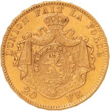 Belgium 20 francs 1874a