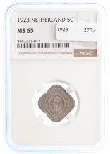 Netherlands Koningin Wilhelmina 5 cent 1923 MS65