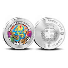 5 Florin 2026 40 jaar Status Aparte en 50 jaar Vlag en Volkslied Aruba Proof