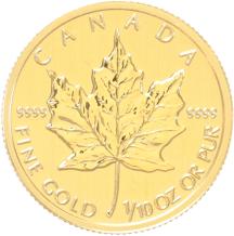 Canada 1/10 oz Maple Leaf 10 ex.