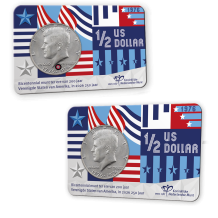 Set of 2 Coincards: Half Dollar Kennedy Bicentennial ½ dollar 1976 Denver & Philadelphia
