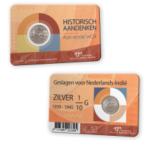 Historische coincard 1/10de Gulden Nederlands-Indië 1939 – 1945 - onze jaartalkeuze